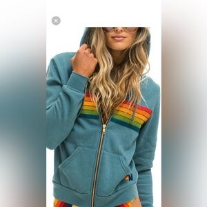 Aviator nation 6 stripe hoodie xs blue serape sold out piece.
